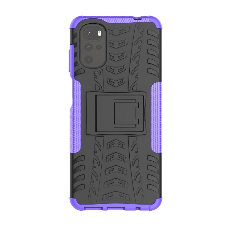 For Motorola Moto G22/E32 Tire Texture TPU + PC Phone Case with Holder