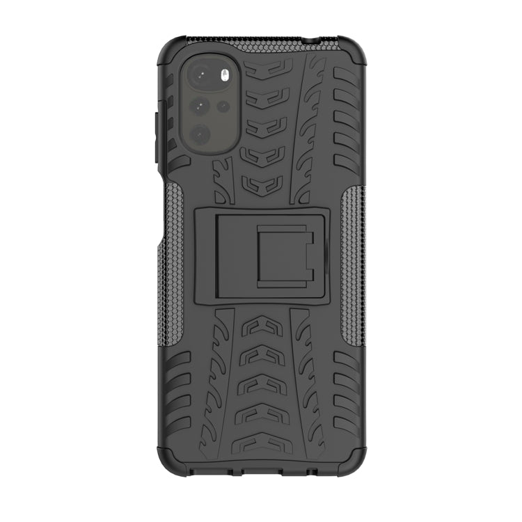For Motorola Moto G22/E32 Tire Texture TPU + PC Phone Case with Holder