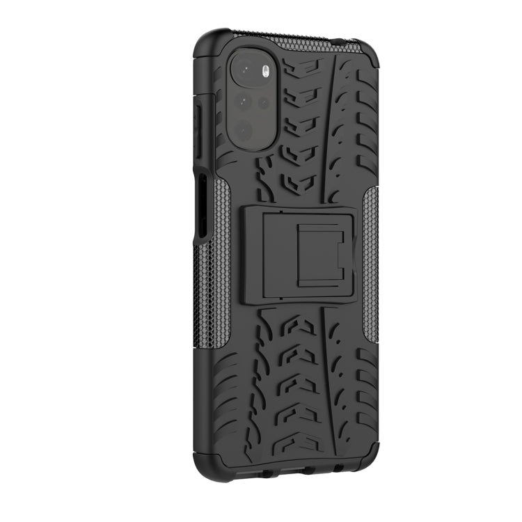 For Motorola Moto G22/E32 Tire Texture TPU + PC Phone Case with Holder