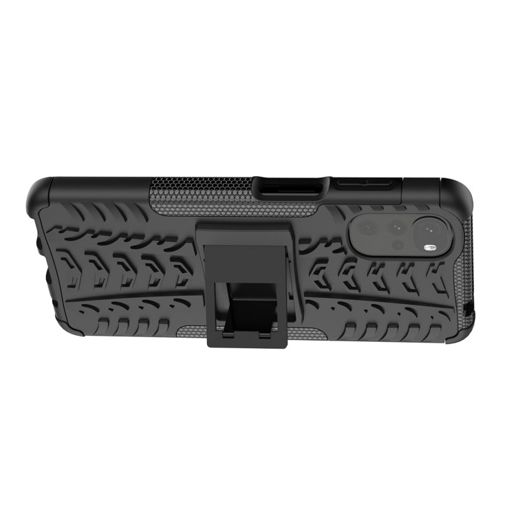 For Motorola Moto G22/E32 Tire Texture TPU + PC Phone Case with Holder