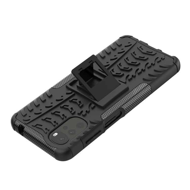 For Motorola Moto G22/E32 Tire Texture TPU + PC Phone Case with Holder