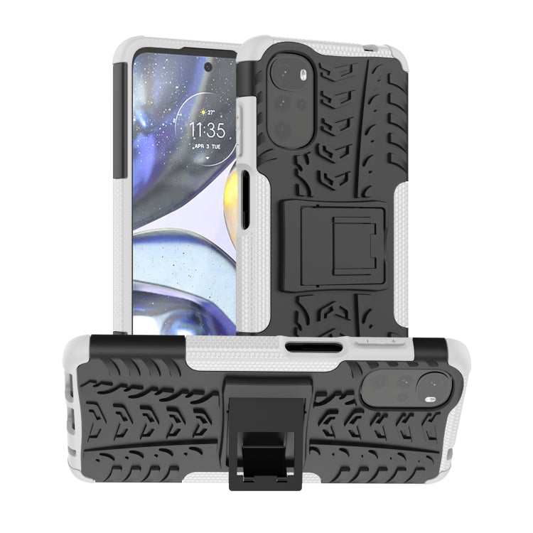 For Motorola Moto G22/E32 Tire Texture TPU + PC Phone Case with Holder