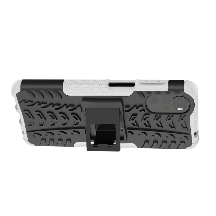 For Motorola Moto G22/E32 Tire Texture TPU + PC Phone Case with Holder