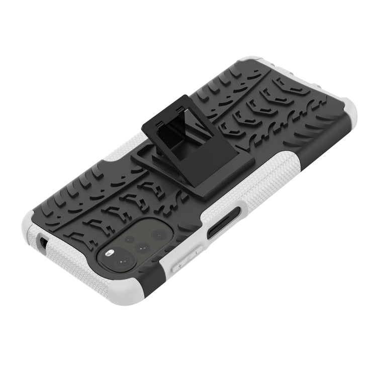 For Motorola Moto G22/E32 Tire Texture TPU + PC Phone Case with Holder