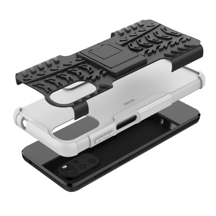 For Motorola Moto G22/E32 Tire Texture TPU + PC Phone Case with Holder