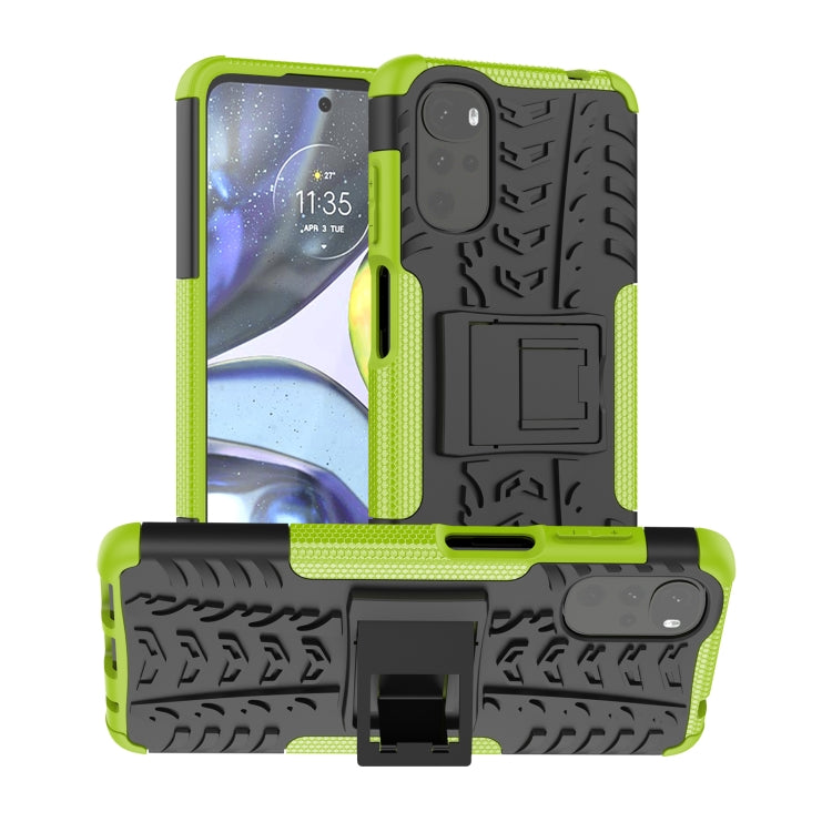 For Motorola Moto G22/E32 Tire Texture TPU + PC Phone Case with Holder