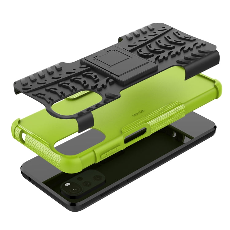 For Motorola Moto G22/E32 Tire Texture TPU + PC Phone Case with Holder