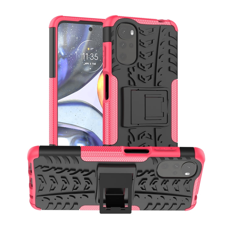 For Motorola Moto G22/E32 Tire Texture TPU + PC Phone Case with Holder