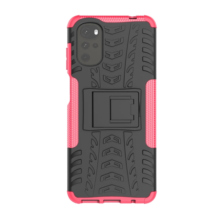 For Motorola Moto G22/E32 Tire Texture TPU + PC Phone Case with Holder