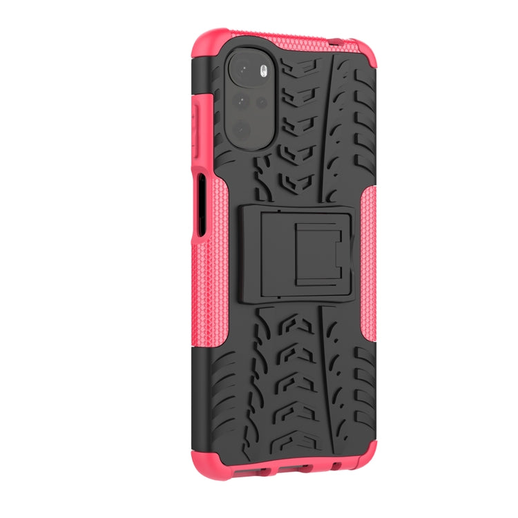 For Motorola Moto G22/E32 Tire Texture TPU + PC Phone Case with Holder