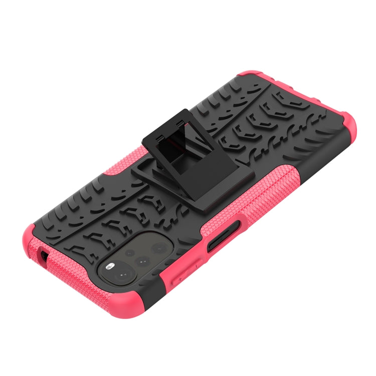 For Motorola Moto G22/E32 Tire Texture TPU + PC Phone Case with Holder