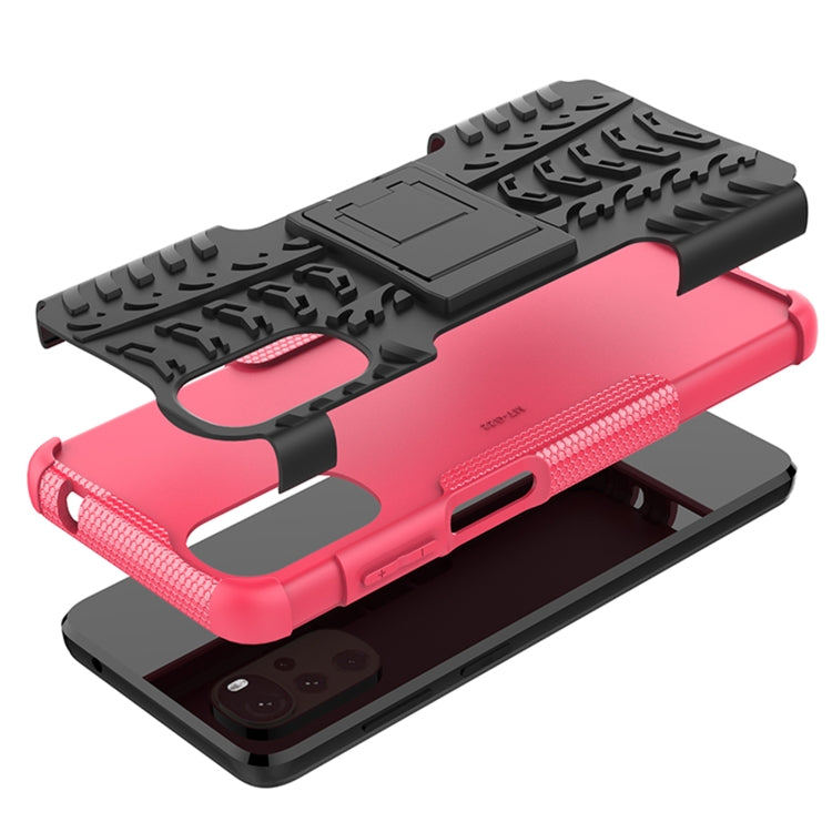 For Motorola Moto G22/E32 Tire Texture TPU + PC Phone Case with Holder