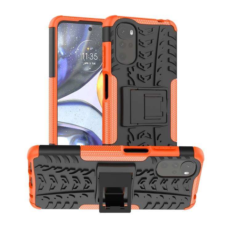 For Motorola Moto G22/E32 Tire Texture TPU + PC Phone Case with Holder