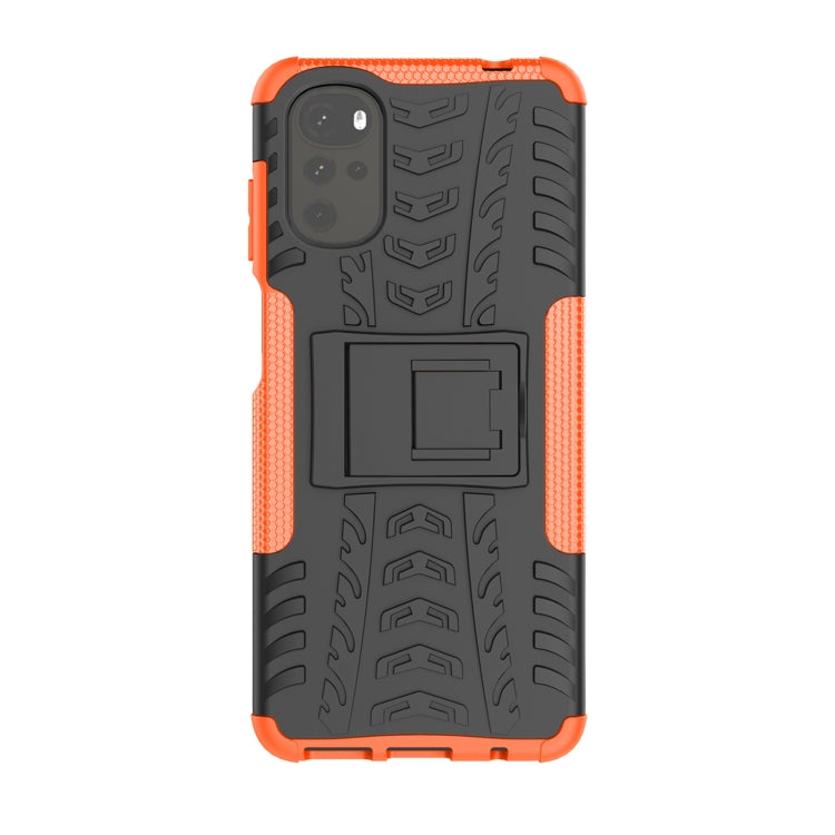For Motorola Moto G22/E32 Tire Texture TPU + PC Phone Case with Holder