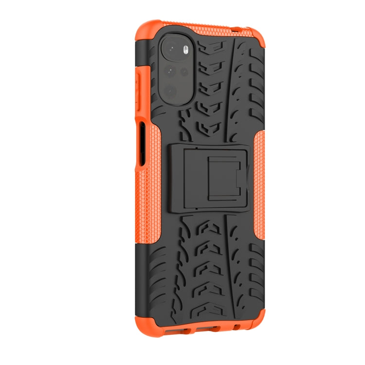 For Motorola Moto G22/E32 Tire Texture TPU + PC Phone Case with Holder