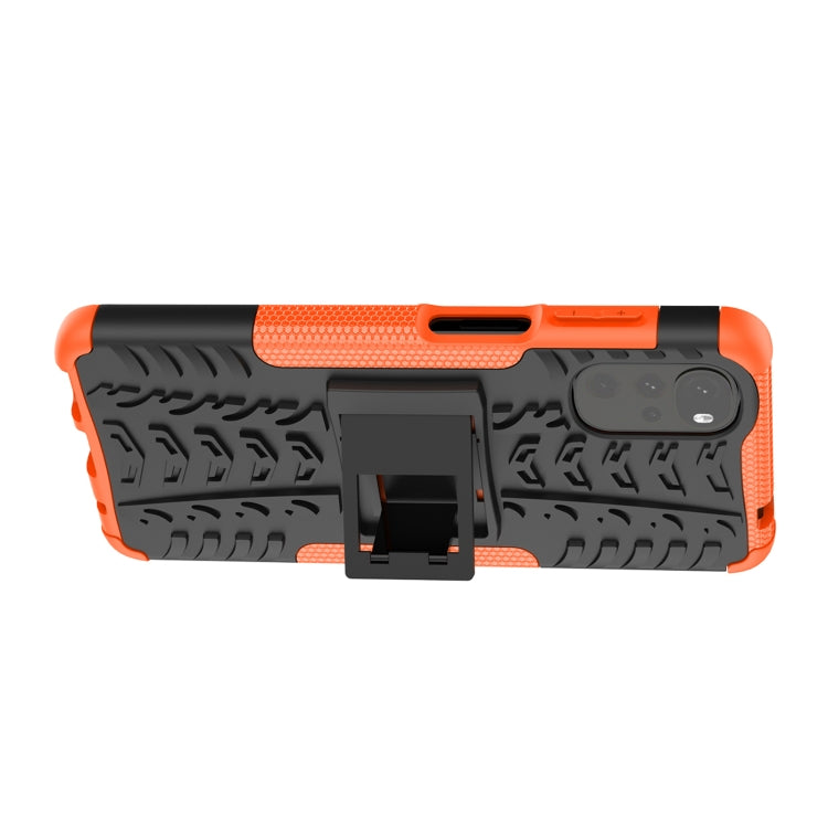 For Motorola Moto G22/E32 Tire Texture TPU + PC Phone Case with Holder