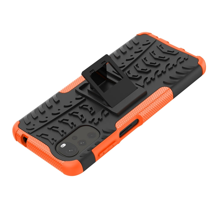 For Motorola Moto G22/E32 Tire Texture TPU + PC Phone Case with Holder