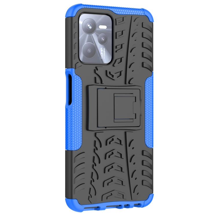 For OPPO Realme C35 Tire Texture TPU + PC Phone Case with Holder