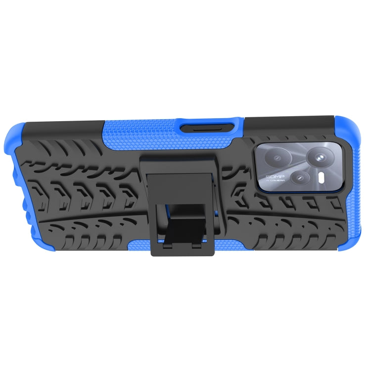 For OPPO Realme C35 Tire Texture TPU + PC Phone Case with Holder