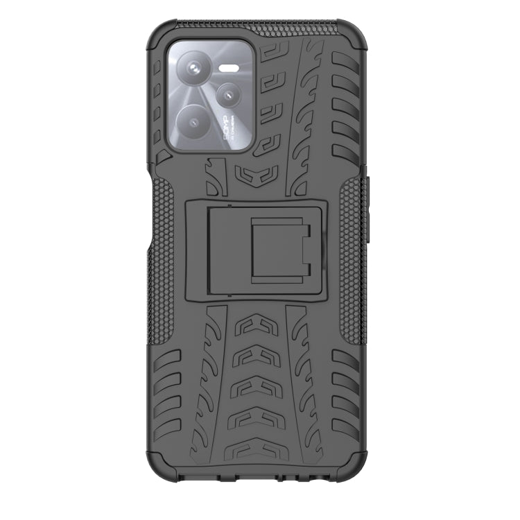 For OPPO Realme C35 Tire Texture TPU + PC Phone Case with Holder