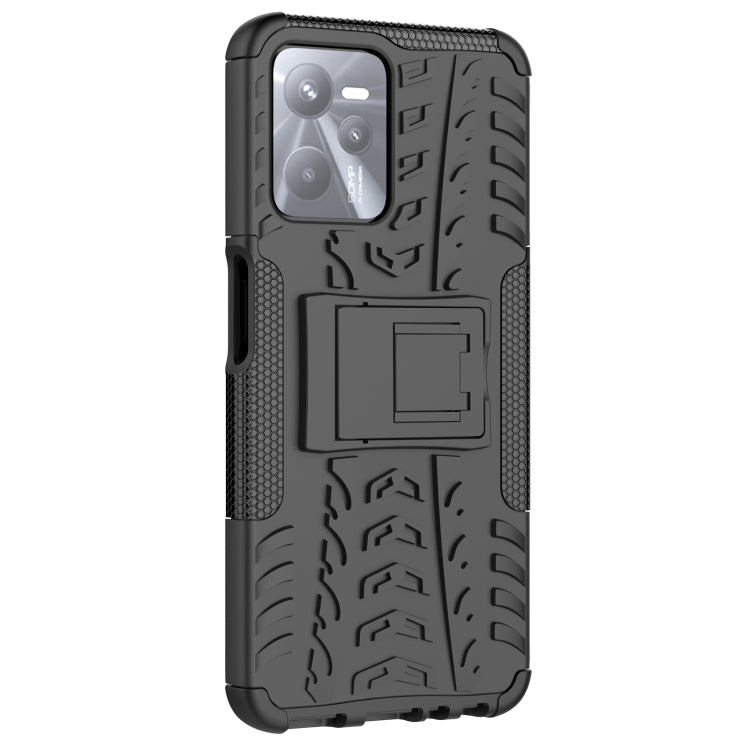 For OPPO Realme C35 Tire Texture TPU + PC Phone Case with Holder