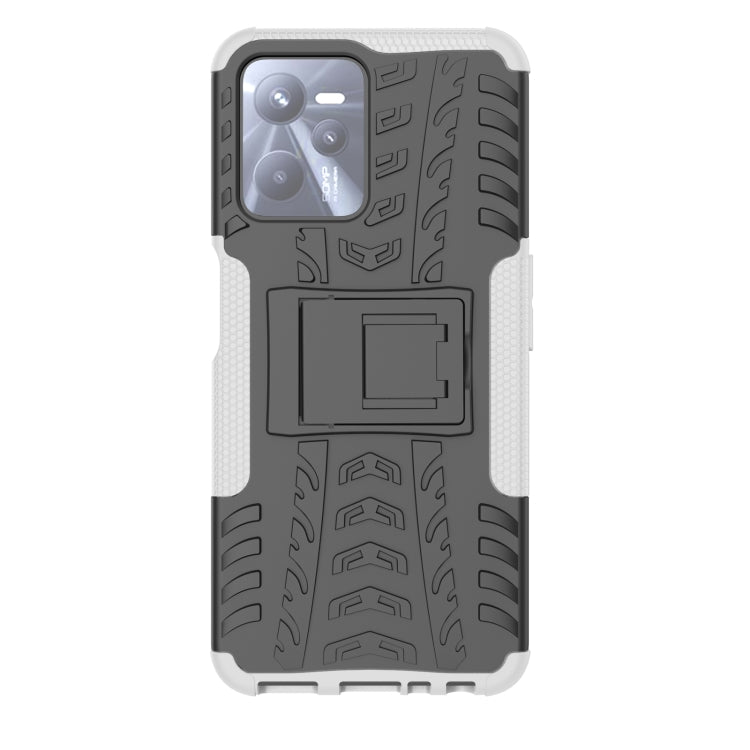 For OPPO Realme C35 Tire Texture TPU + PC Phone Case with Holder