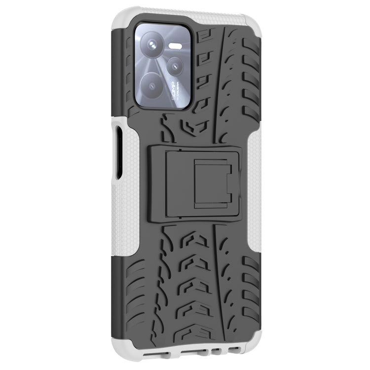 For OPPO Realme C35 Tire Texture TPU + PC Phone Case with Holder