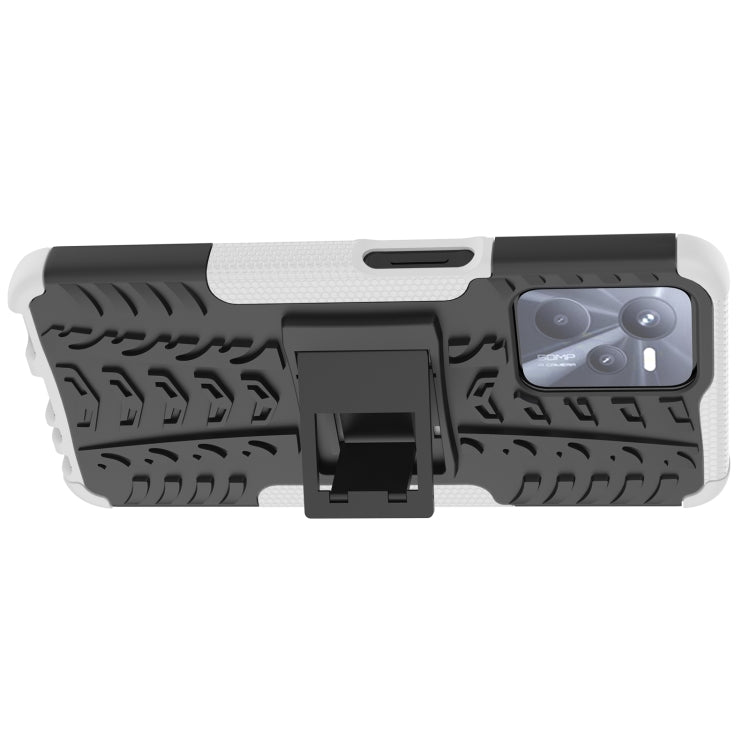 For OPPO Realme C35 Tire Texture TPU + PC Phone Case with Holder