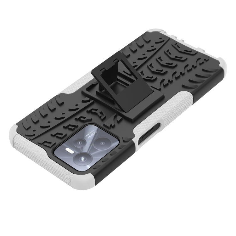 For OPPO Realme C35 Tire Texture TPU + PC Phone Case with Holder