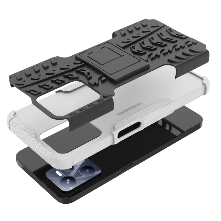 For OPPO Realme C35 Tire Texture TPU + PC Phone Case with Holder