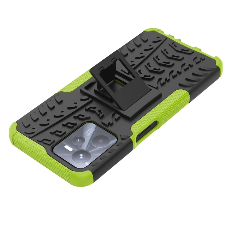 For OPPO Realme C35 Tire Texture TPU + PC Phone Case with Holder