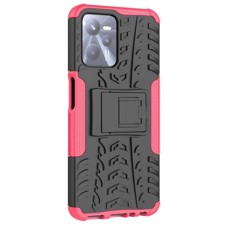For OPPO Realme C35 Tire Texture TPU + PC Phone Case with Holder