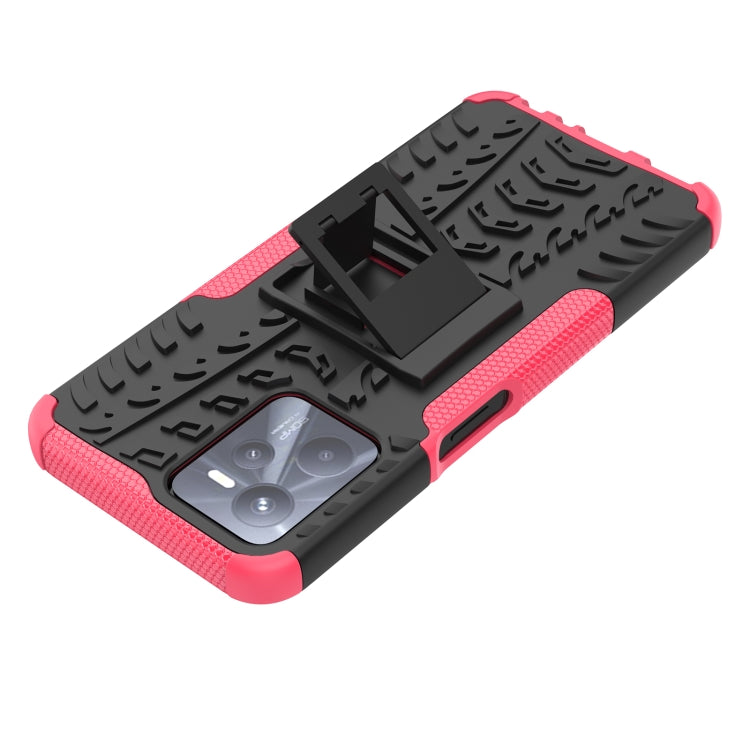 For OPPO Realme C35 Tire Texture TPU + PC Phone Case with Holder