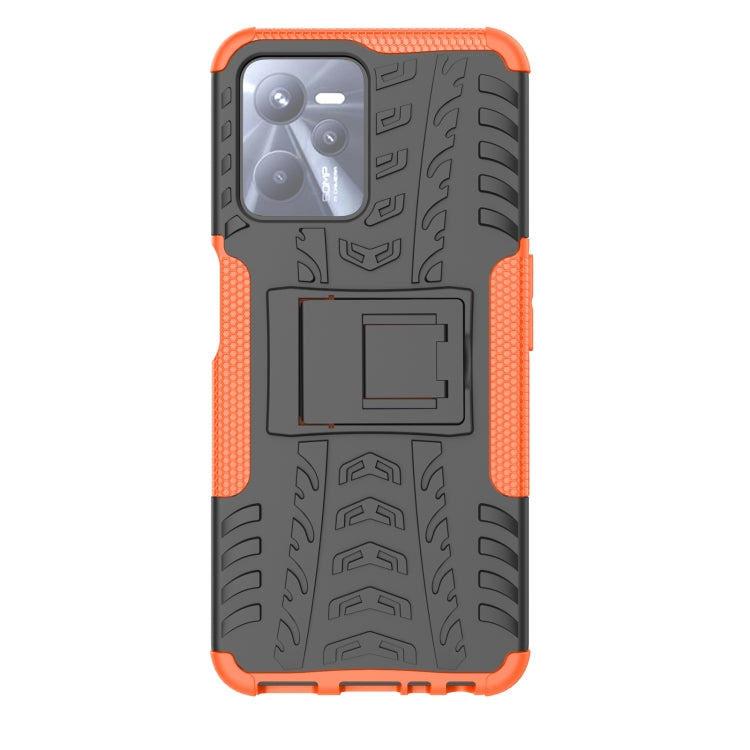 For OPPO Realme C35 Tire Texture TPU + PC Phone Case with Holder