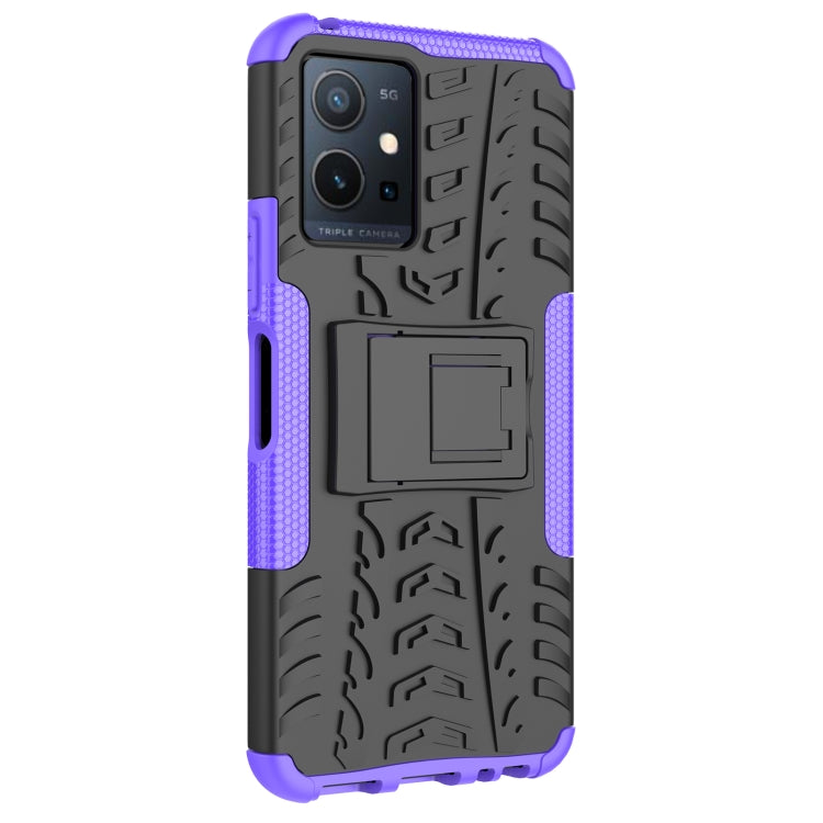 For vivo Y75 / Y55 / T1 5G Tire Texture TPU + PC Phone Case with Holder