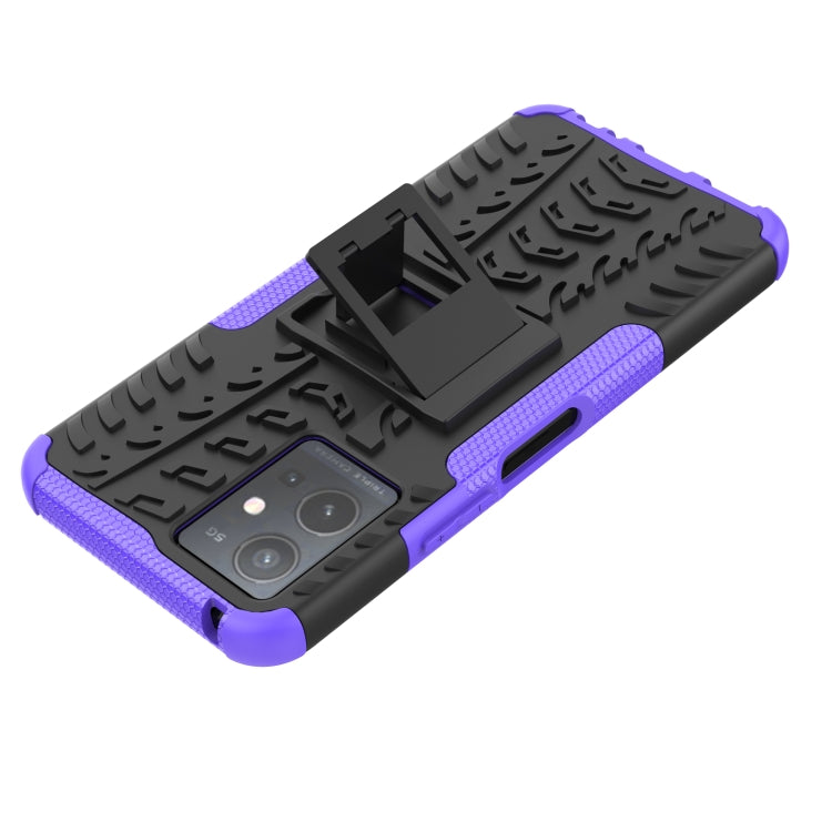 For vivo Y75 / Y55 / T1 5G Tire Texture TPU + PC Phone Case with Holder