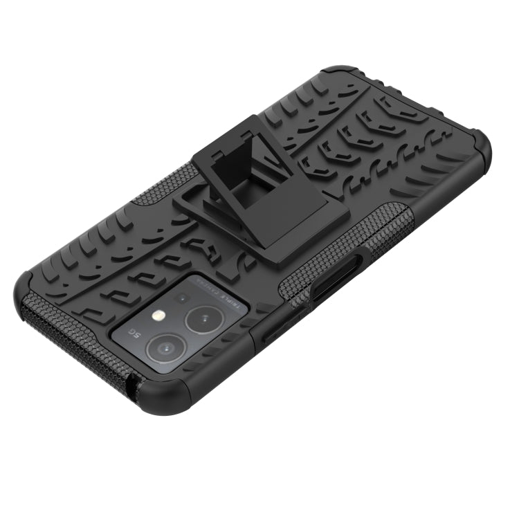 For vivo Y75 / Y55 / T1 5G Tire Texture TPU + PC Phone Case with Holder