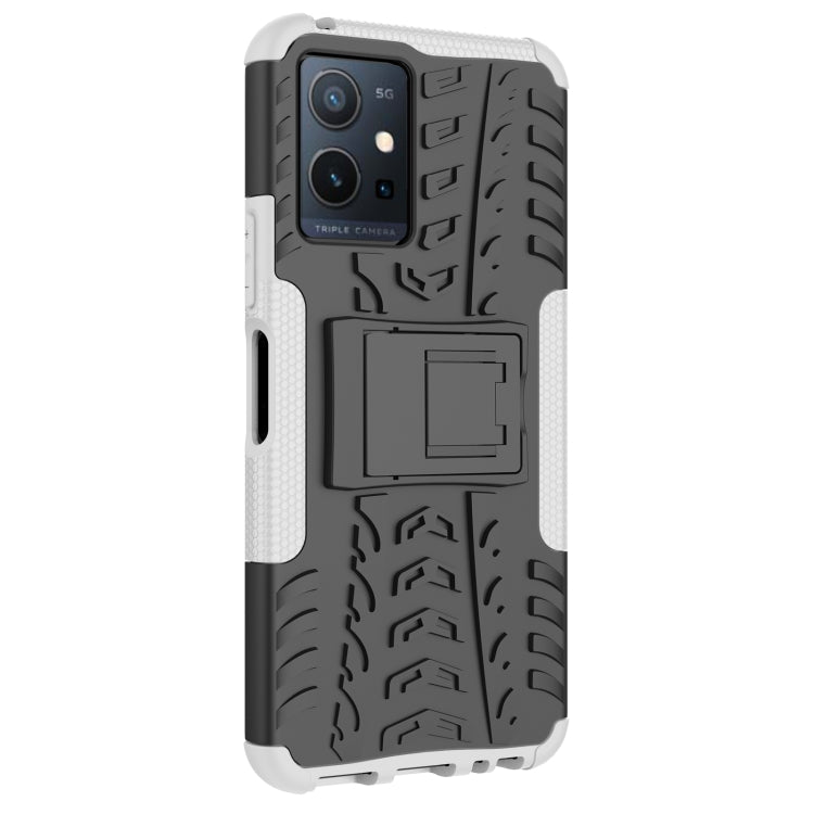 For vivo Y75 / Y55 / T1 5G Tire Texture TPU + PC Phone Case with Holder