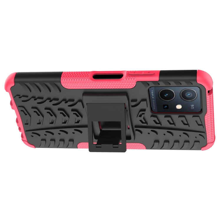 For vivo Y75 / Y55 / T1 5G Tire Texture TPU + PC Phone Case with Holder