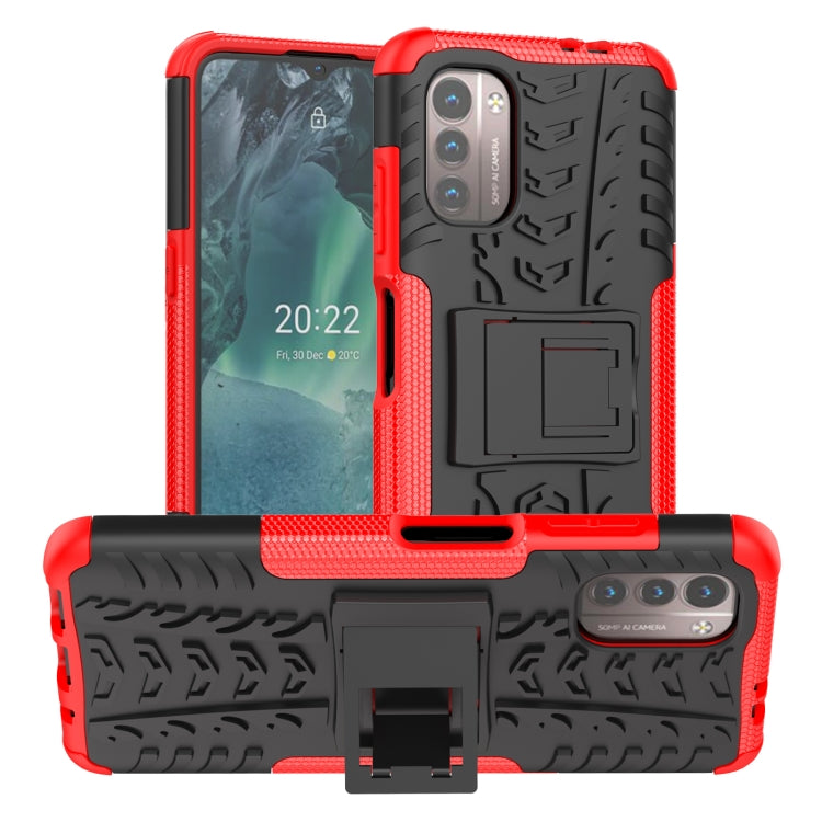 For Nokia G21 4G Tire Texture TPU + PC Phone Case with Holder