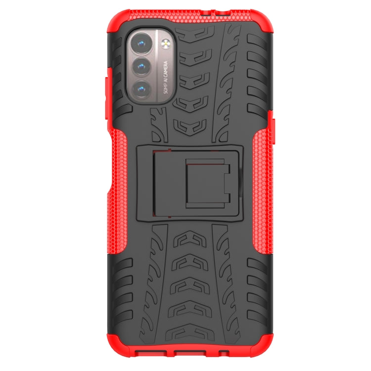 For Nokia G21 4G Tire Texture TPU + PC Phone Case with Holder