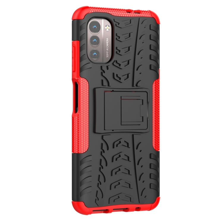 For Nokia G21 4G Tire Texture TPU + PC Phone Case with Holder