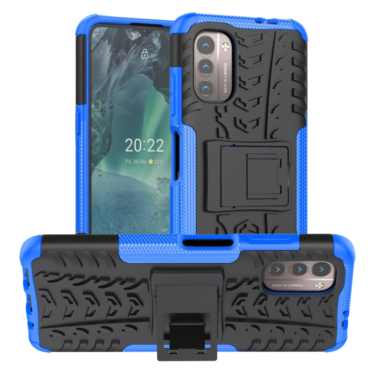 For Nokia G21 4G Tire Texture TPU + PC Phone Case with Holder