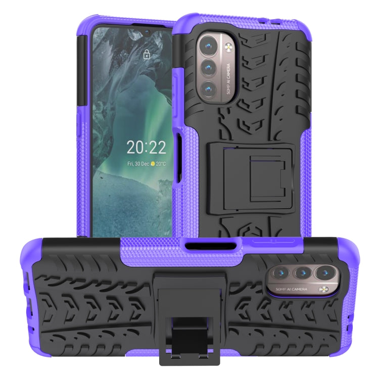 For Nokia G21 4G Tire Texture TPU + PC Phone Case with Holder