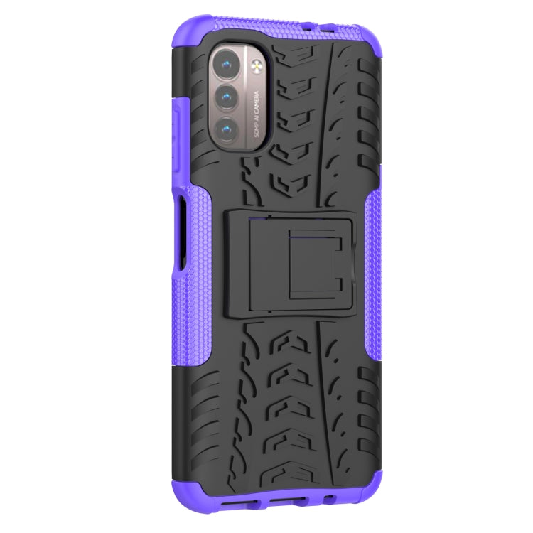 For Nokia G21 4G Tire Texture TPU + PC Phone Case with Holder