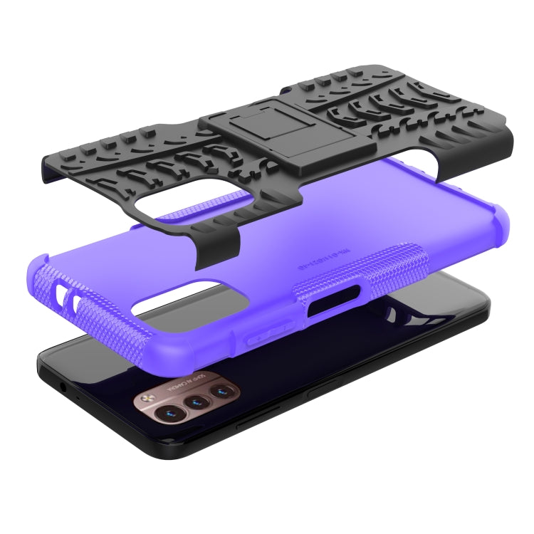 For Nokia G21 4G Tire Texture TPU + PC Phone Case with Holder