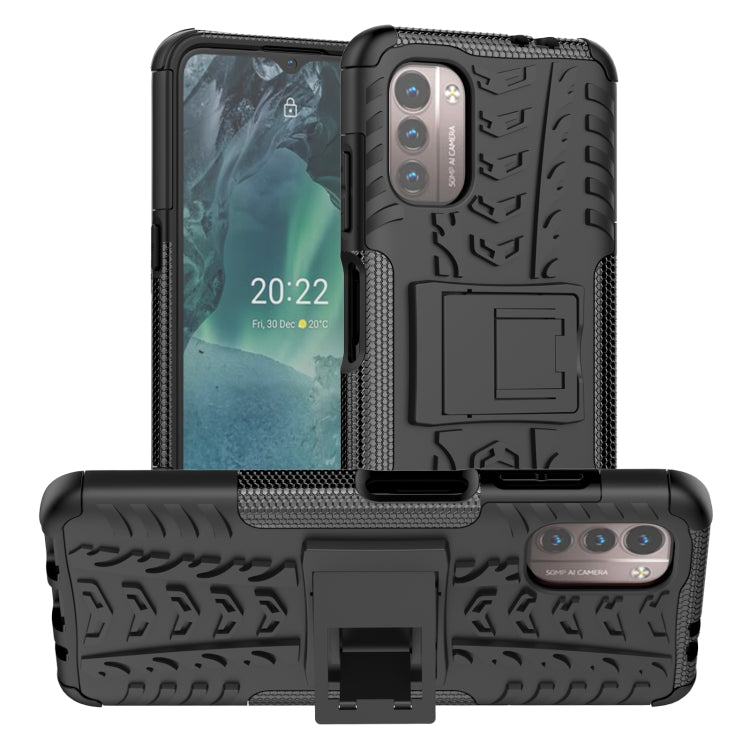 For Nokia G21 4G Tire Texture TPU + PC Phone Case with Holder