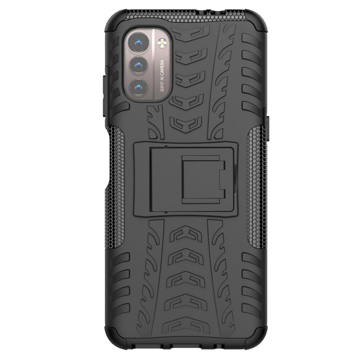 For Nokia G21 4G Tire Texture TPU + PC Phone Case with Holder