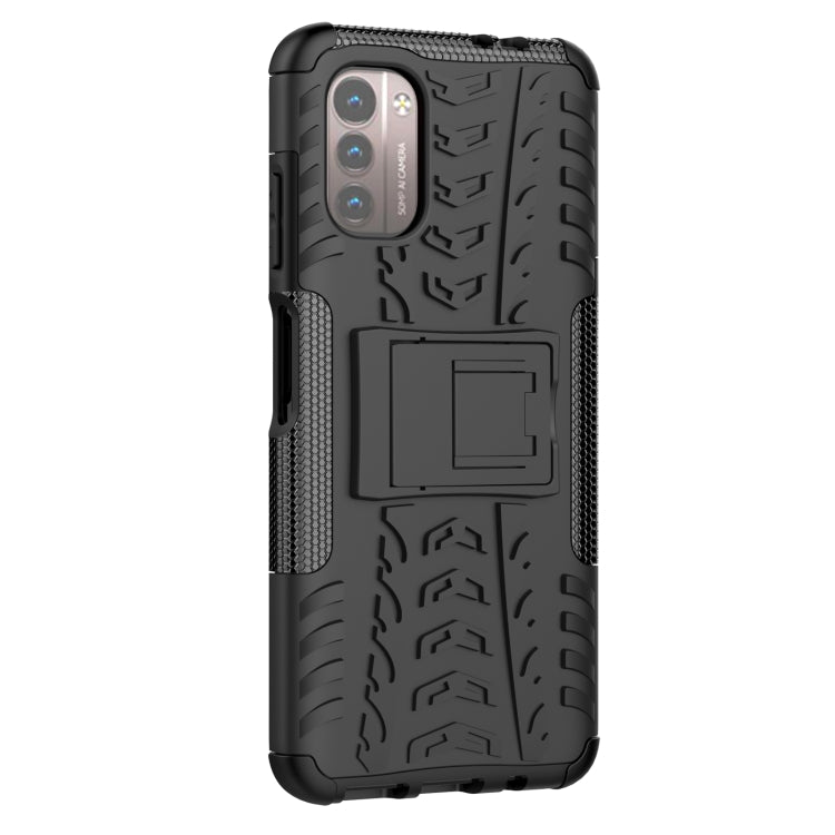 For Nokia G21 4G Tire Texture TPU + PC Phone Case with Holder