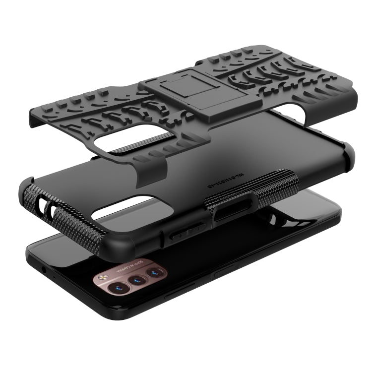 For Nokia G21 4G Tire Texture TPU + PC Phone Case with Holder